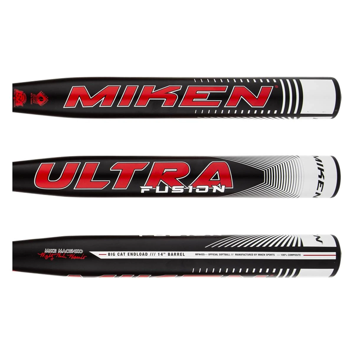 Cheapest ⌛ Miken Ultra Fusion 14" Mike Macenko Big Cat Endload Senior Slow Pitch Softball Bat: MFN4SS Black, White, Red ✨ 4 Cheapest ⌛ Miken Ultra Fusion 14" Mike Macenko Big Cat Endload Senior Slow Pitch Softball Bat: MFN4SS Black, White, Red ✨ - Image 2
